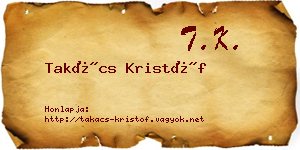 Takács Kristóf névjegykártya